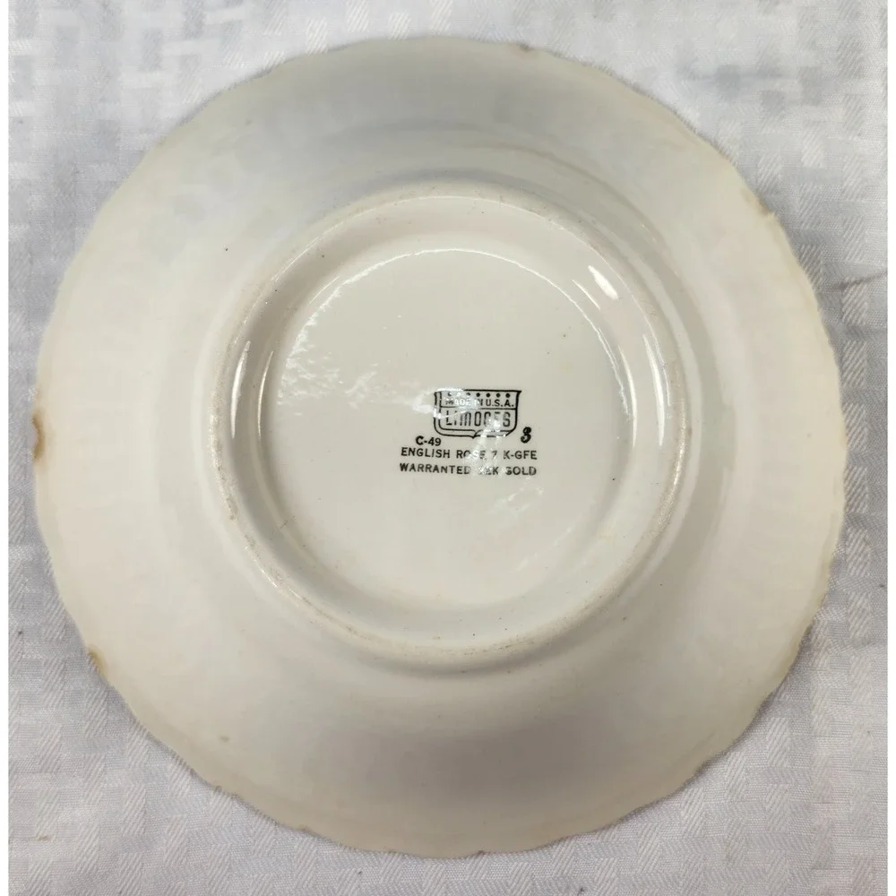 Antique Limoges English Rose Serving Platter & Serving Bowl 22K Gold